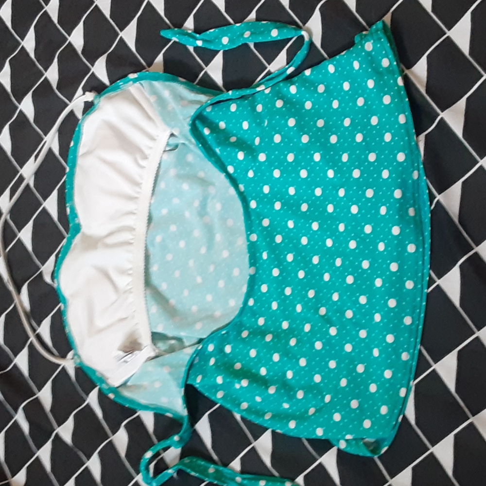 Candie's Polka Dot Tankini Top Large Blue White Retro Pinup Swimwear - Picture 5 of 12